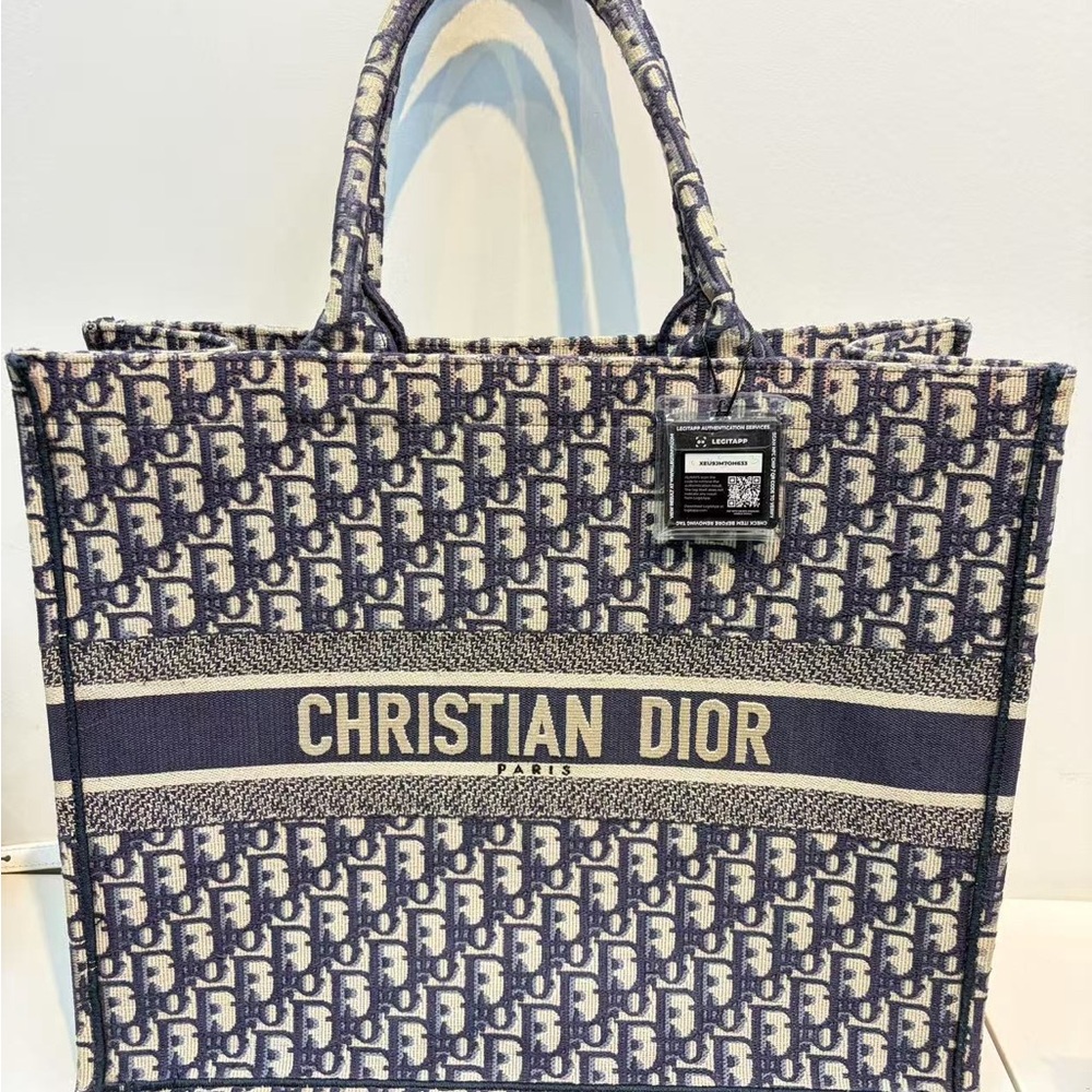 Dior Gray and Cream Jacquard Book Tote